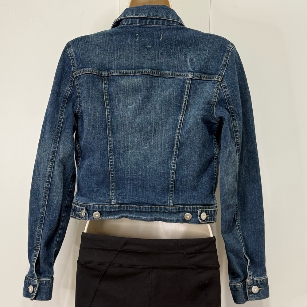 See By Chloe Cropped Denim Jean Jacket Size 6 Rhinestone Buttons Chic Classic - Picture 3 of 10